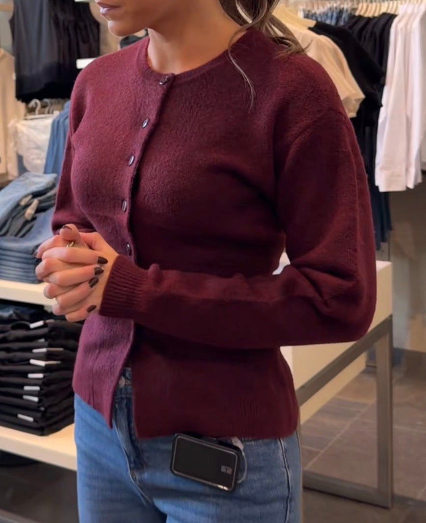 VMELENA Knitted Cardigan - Windsor Wine